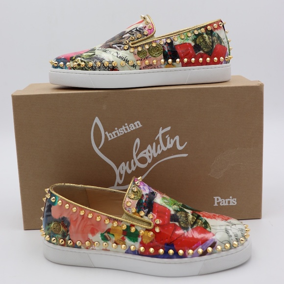 Christian Louboutin Shoes - Christian Louboutin Pik Boat Spiked Patent Sneaker